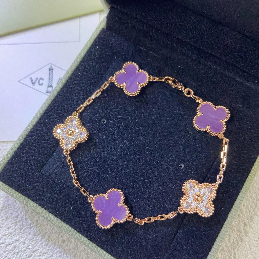 [OrnoraJewelry] CLOVER 5 MOTIF VIOLET BRACELET COLLECTION