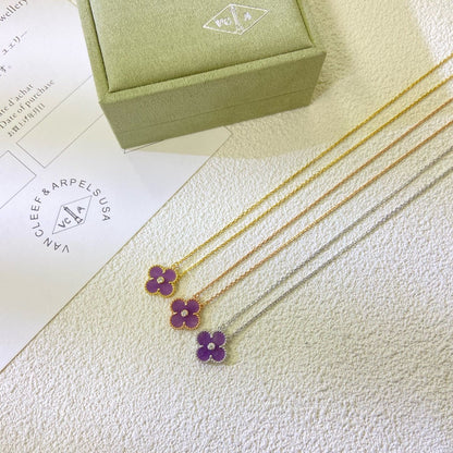 [OrnoraJewelry Jewelry]CLOVER 15MM DIAMOND  PURPLE VIOLET NECKLACE