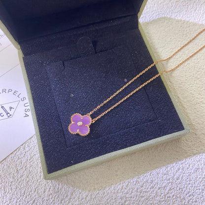 [OrnoraJewelry Jewelry]CLOVER 15MM DIAMOND  PURPLE VIOLET NECKLACE