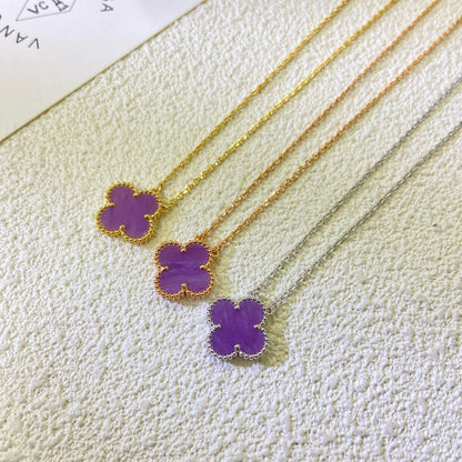 [OrnoraJewelry Jewelry]CLOVER 15MM  PURPLE VIOLET NECKLACE