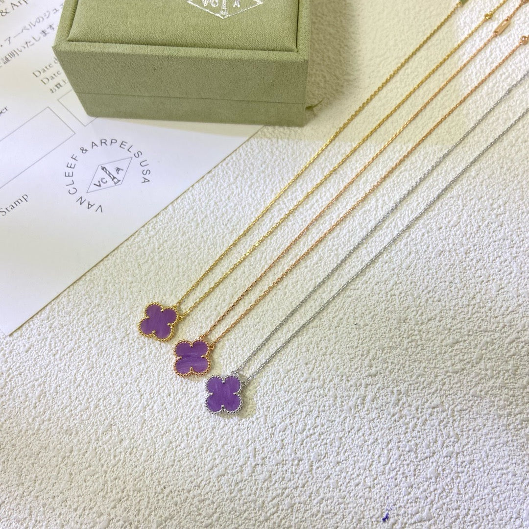 [OrnoraJewelry Jewelry]CLOVER 15MM  PURPLE VIOLET NECKLACE