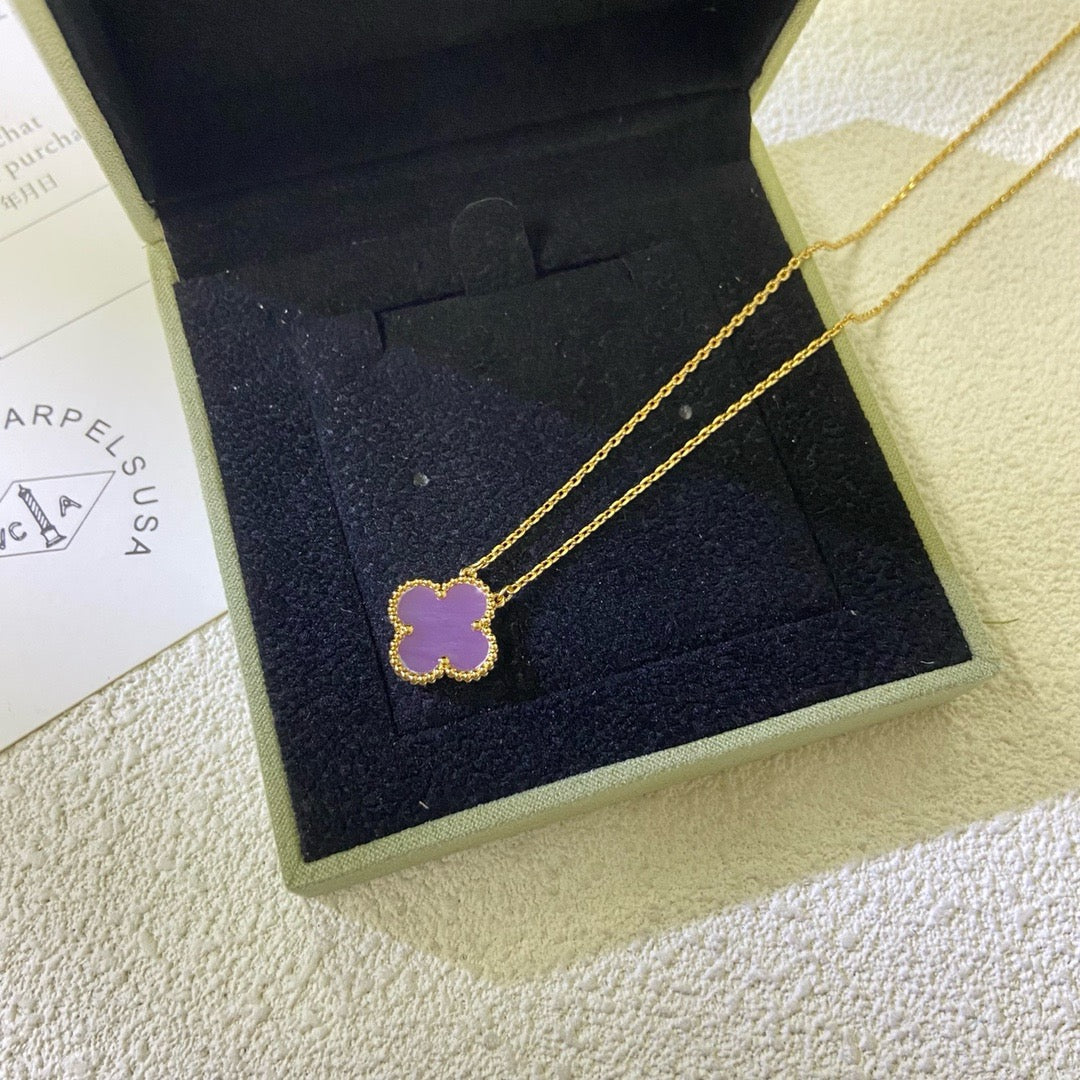 [OrnoraJewelry Jewelry]CLOVER 15MM  PURPLE VIOLET NECKLACE
