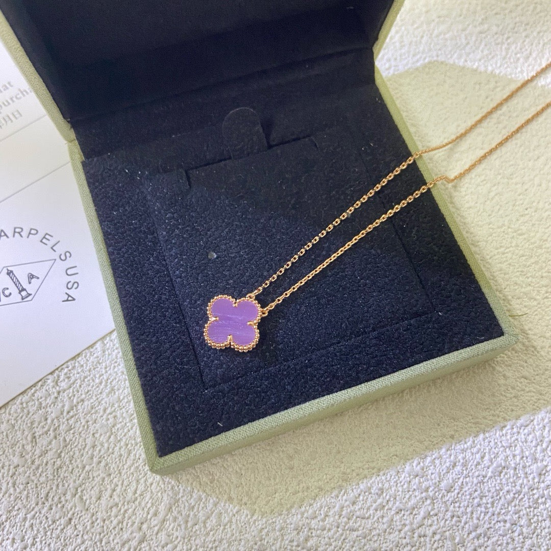 [OrnoraJewelry Jewelry]CLOVER 15MM  PURPLE VIOLET NECKLACE