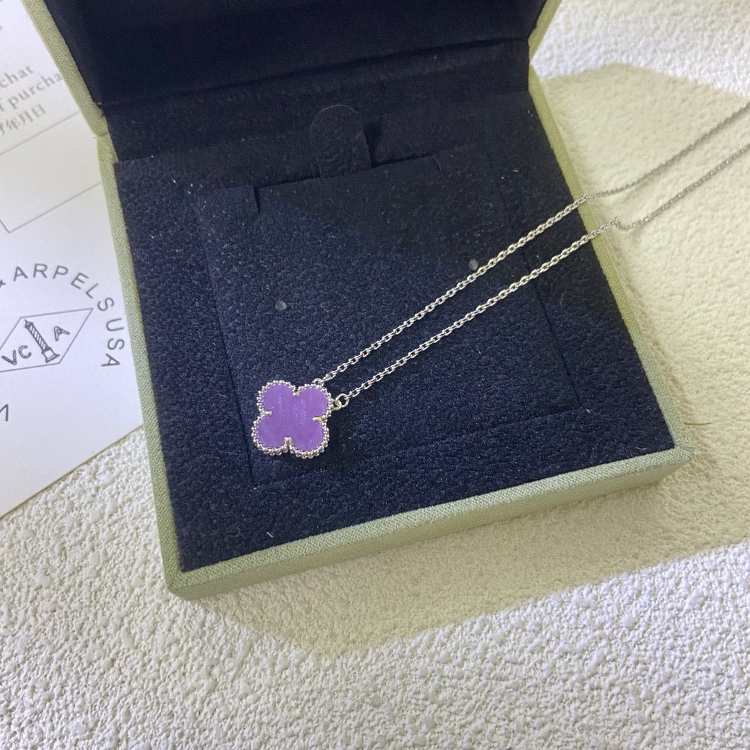 [OrnoraJewelry Jewelry]CLOVER 15MM  PURPLE VIOLET NECKLACE