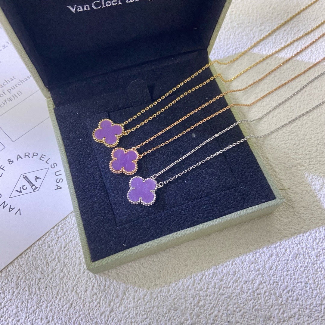 [OrnoraJewelry Jewelry]CLOVER 15MM  PURPLE VIOLET NECKLACE