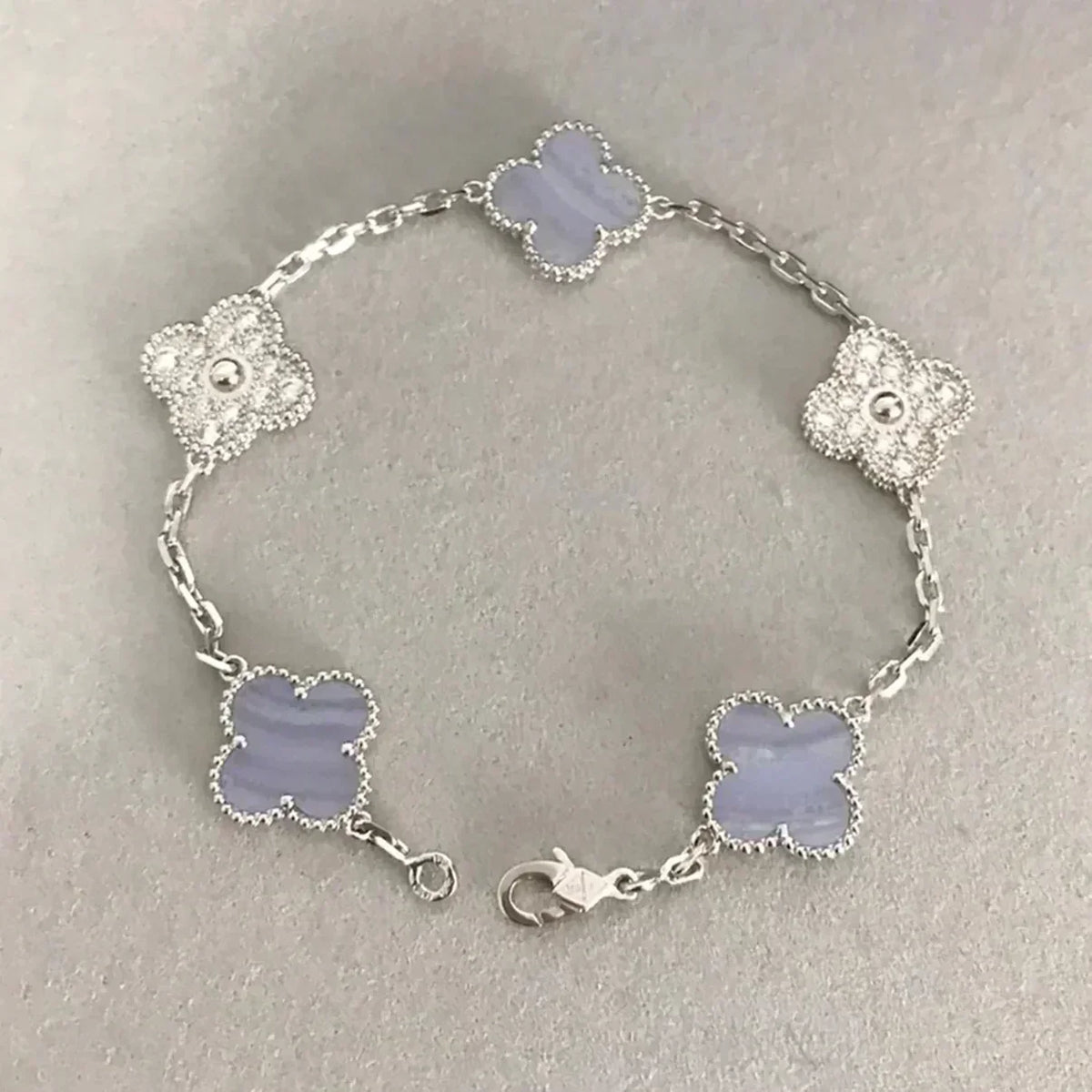 [OrnoraJewelry] CLOVER 5 MOTIF PURPLE CHALCEDONY BRACELET COLLECTION