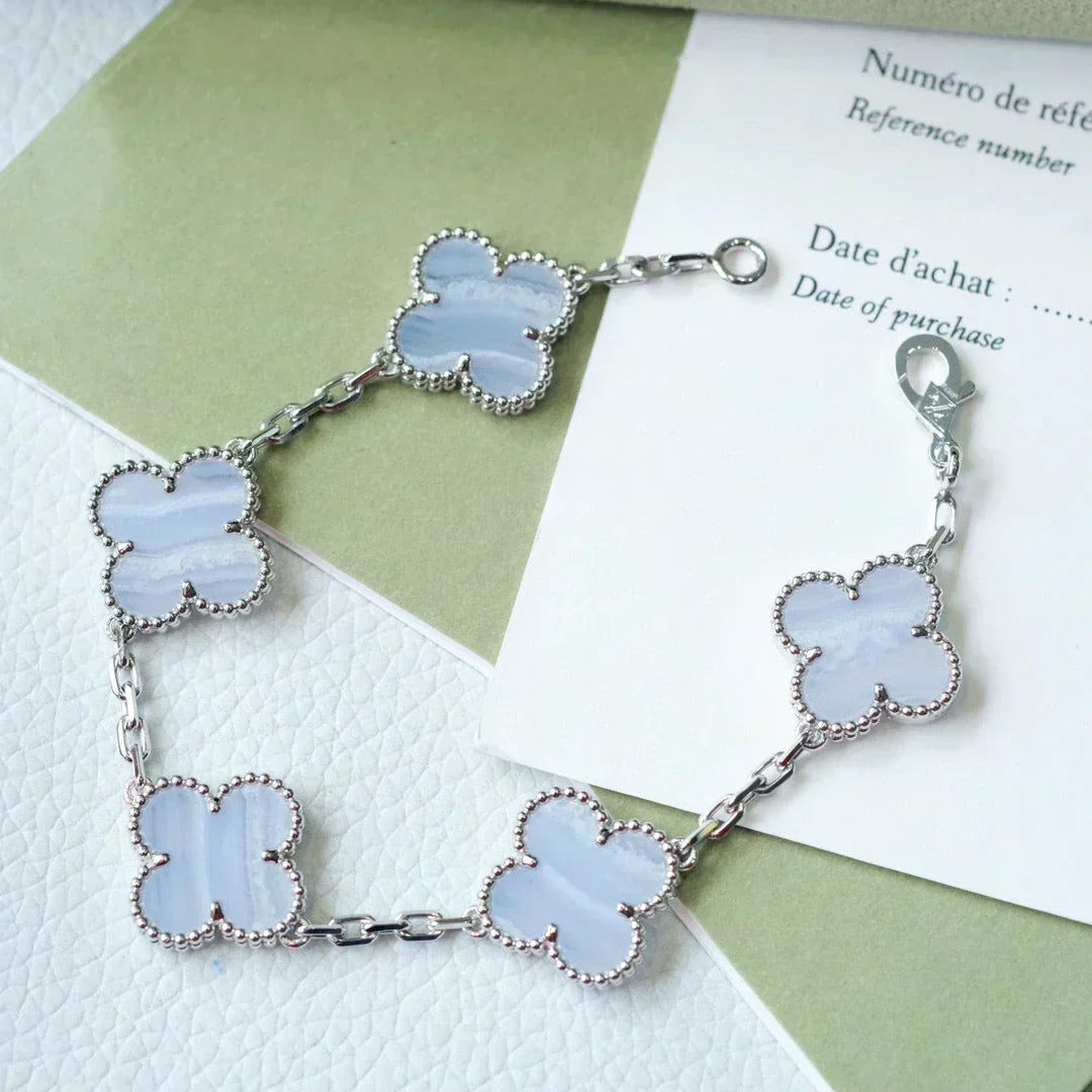 [OrnoraJewelry] CLOVER 5 MOTIF PURPLE CHALCEDONY BRACELET COLLECTION