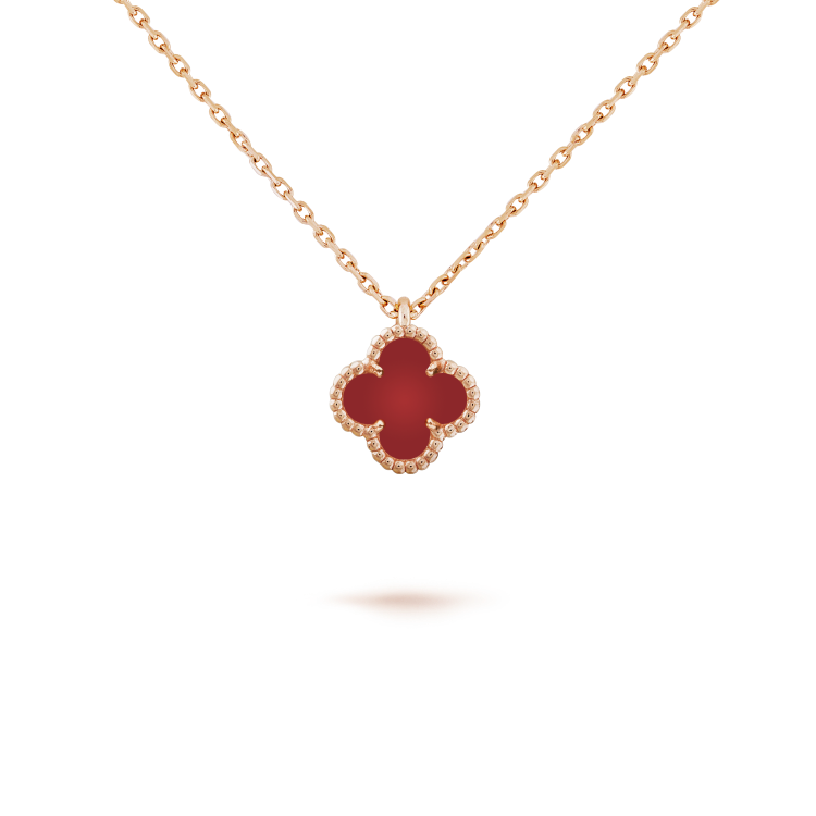[OrnoraJewelry]CLOVER MINI 9.5MM WHITE CARNELIANS NECKLACE