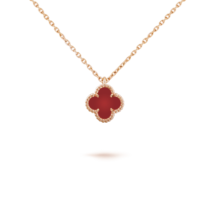 [OrnoraJewelry]CLOVER MINI 9.5MM WHITE CARNELIANS NECKLACE