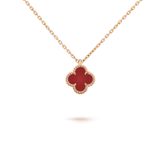 [OrnoraJewelry]CLOVER MINI 9.5MM WHITE CARNELIANS NECKLACE