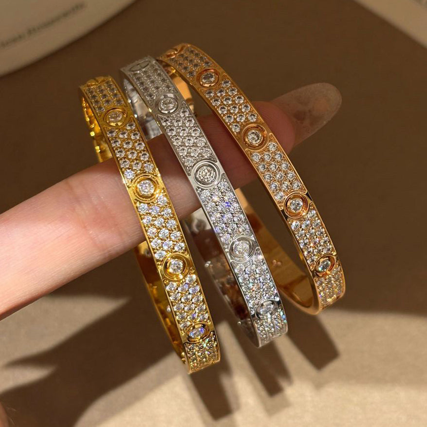 [OrnoraJewelry]LOVE BRACELET 6.1MM DIAMOND-PAVED 10 BIG DIAMONDS
