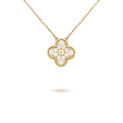 [OrnoraJewelry]CLOVER 15MM DIAMOND SINGLE FLOWER NECKLACE