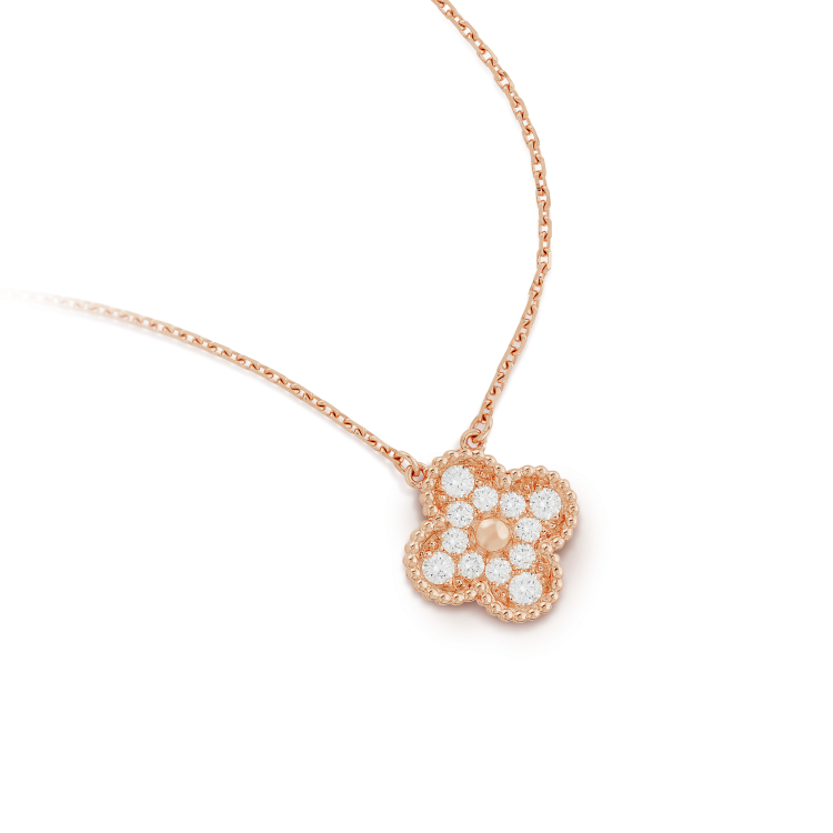 [OrnoraJewelry]CLOVER 15MM DIAMOND SINGLE FLOWER NECKLACE