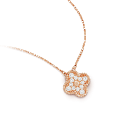 [OrnoraJewelry]CLOVER 15MM DIAMOND SINGLE FLOWER NECKLACE