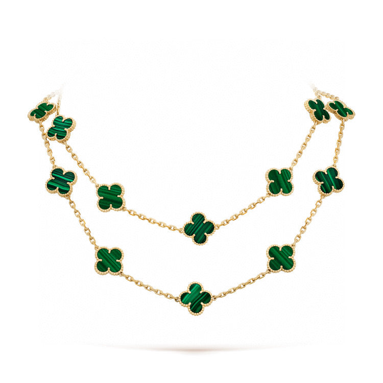 [OrnoraJewelry]CLOVER 20 MOTIFS MALACHITE GOLD