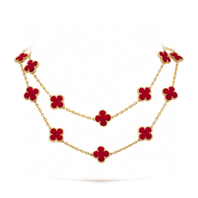 [OrnoraJewelry]CLOVER 20 MOTIFS CARNELIAN NECKLACE