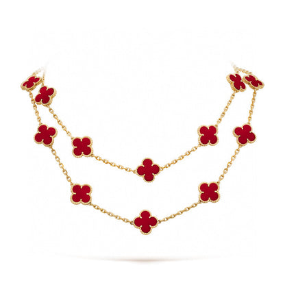 [OrnoraJewelry]CLOVER 20 MOTIFS CARNELIAN NECKLACE