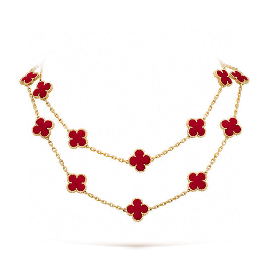 [OrnoraJewelry]CLOVER 20 MOTIFS CARNELIAN NECKLACE