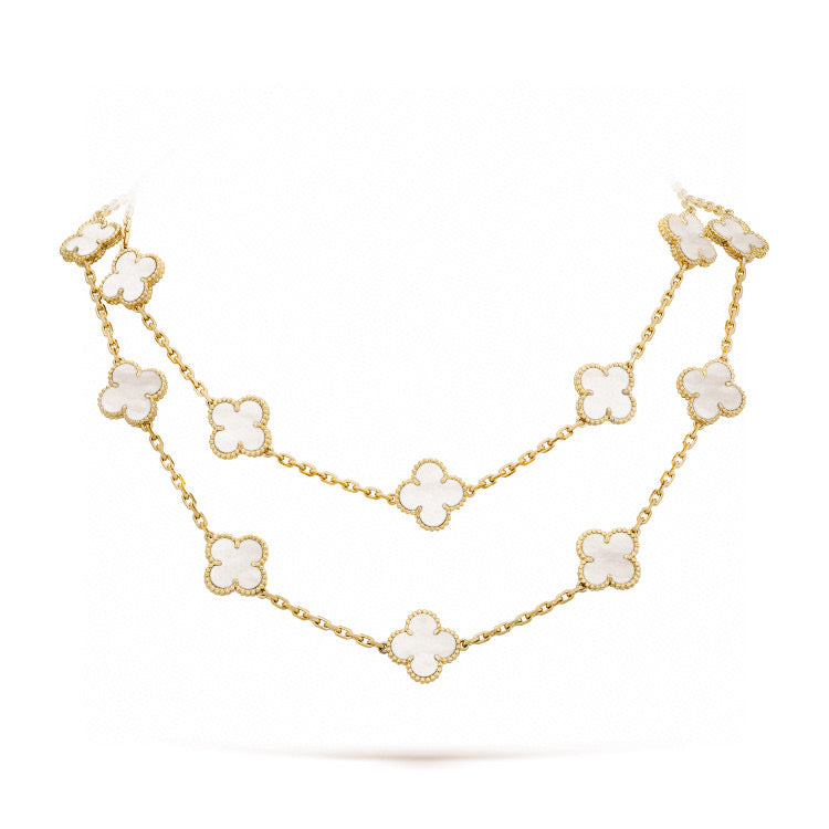 [OrnoraJewelry]CLOVER 20 MOTIFS WHITE MOP NECKLACE