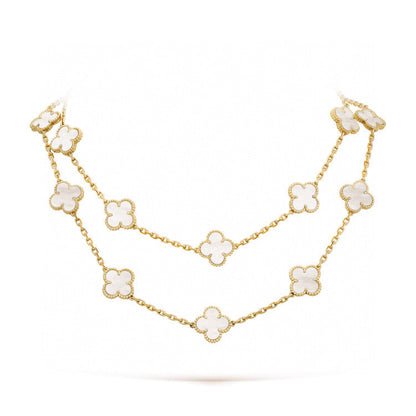 [OrnoraJewelry]CLOVER 20 MOTIFS WHITE MOP NECKLACE