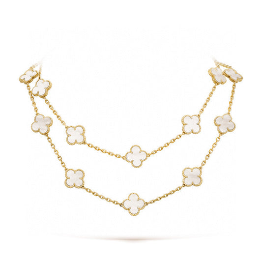 [OrnoraJewelry]CLOVER 20 MOTIFS WHITE MOP NECKLACE