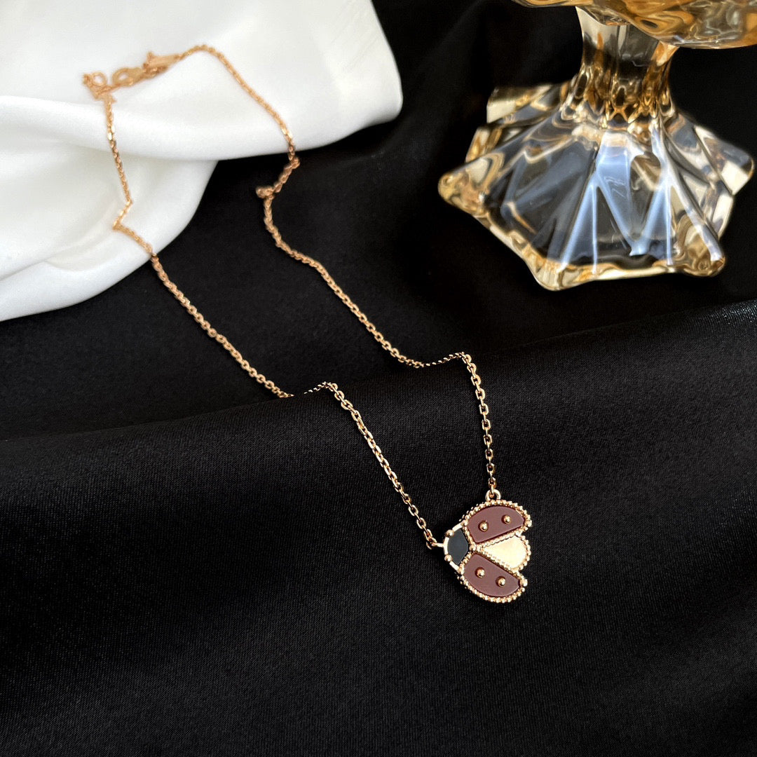 [OrnoraJewelry]LUCKY  CARNELIANS LADYBUG NECKLACE