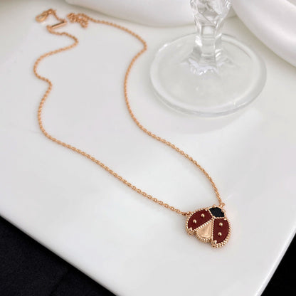[OrnoraJewelry]LUCKY  CARNELIANS LADYBUG NECKLACE