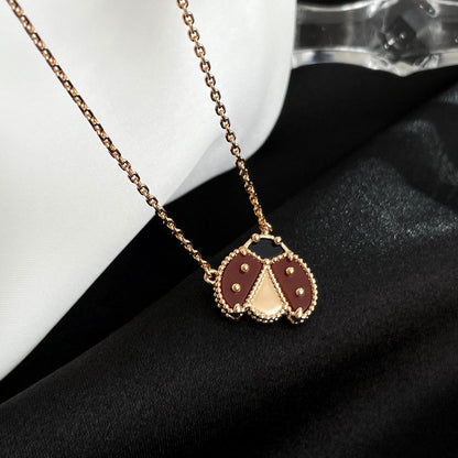 [OrnoraJewelry]LUCKY  CARNELIANS LADYBUG NECKLACE