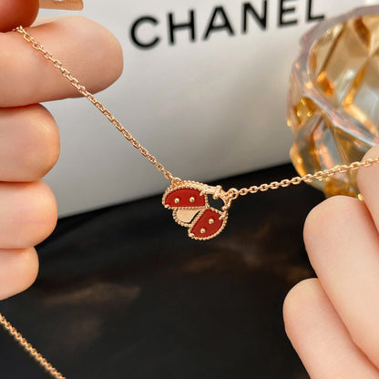 [OrnoraJewelry]LUCKY  CARNELIANS LADYBUG NECKLACE