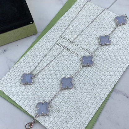 [OrnoraJewelry] CLOVER 5 MOTIF PURPLE CHALCEDONY BRACELET COLLECTION