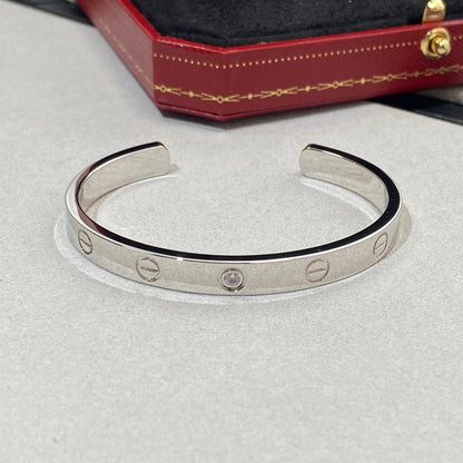 [OrnoraJewelry]LOVE BRACELET 6.1MM 1 DIAMOND OPEN CUFF