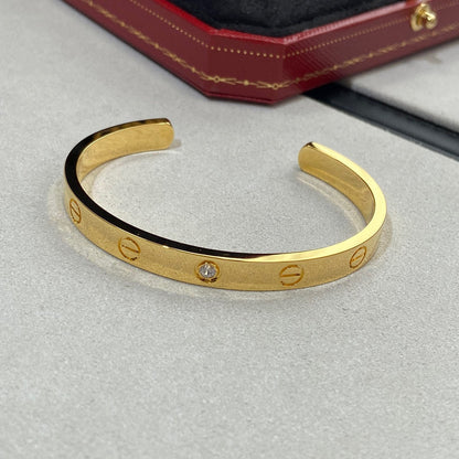 [OrnoraJewelry]LOVE BRACELET 6.1MM 1 DIAMOND OPEN CUFF