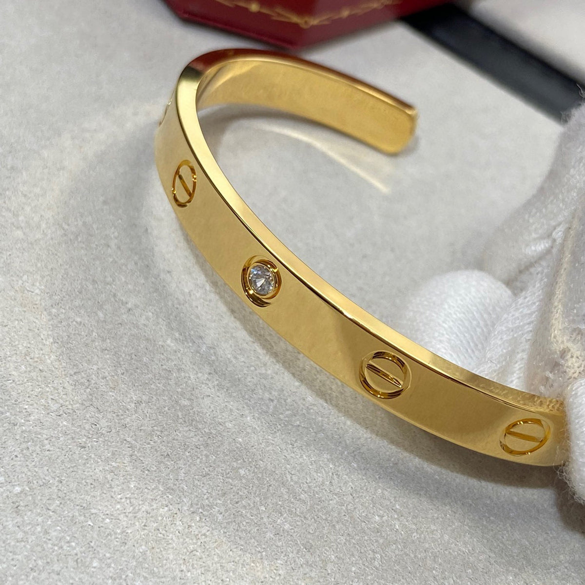 [OrnoraJewelry]LOVE BRACELET 6.1MM 1 DIAMOND OPEN CUFF