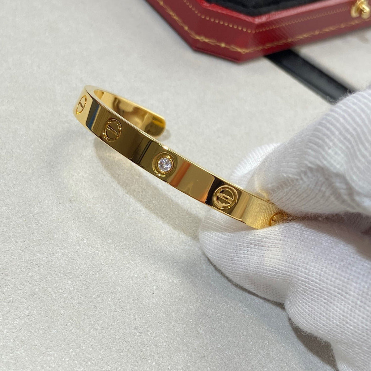 [OrnoraJewelry]LOVE BRACELET 6.1MM 1 DIAMOND OPEN CUFF