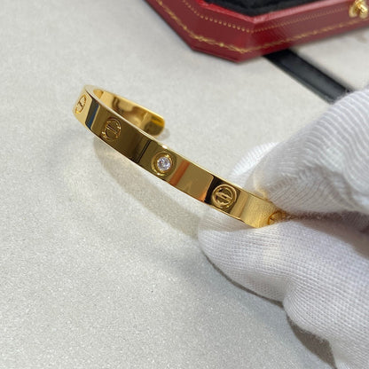 [OrnoraJewelry]LOVE BRACELET 6.1MM 1 DIAMOND OPEN CUFF