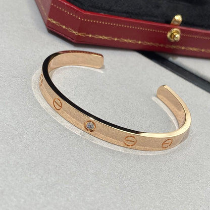 [OrnoraJewelry]LOVE BRACELET 6.1MM 1 DIAMOND OPEN CUFF
