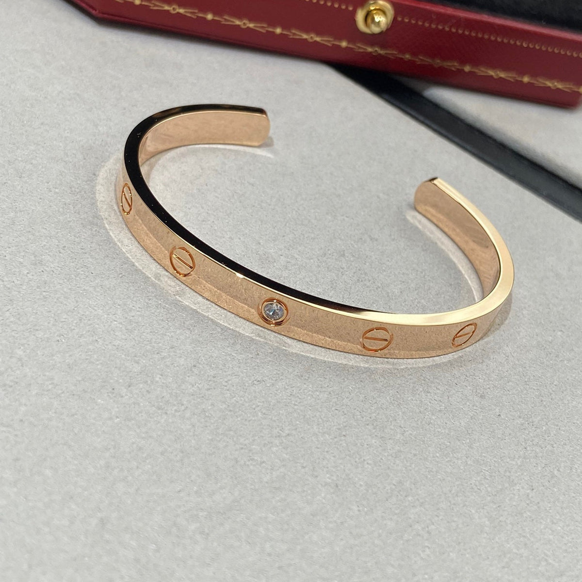 [OrnoraJewelry]LOVE BRACELET 6.1MM 1 DIAMOND OPEN CUFF