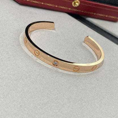 [OrnoraJewelry]LOVE BRACELET 6.1MM 1 DIAMOND OPEN CUFF