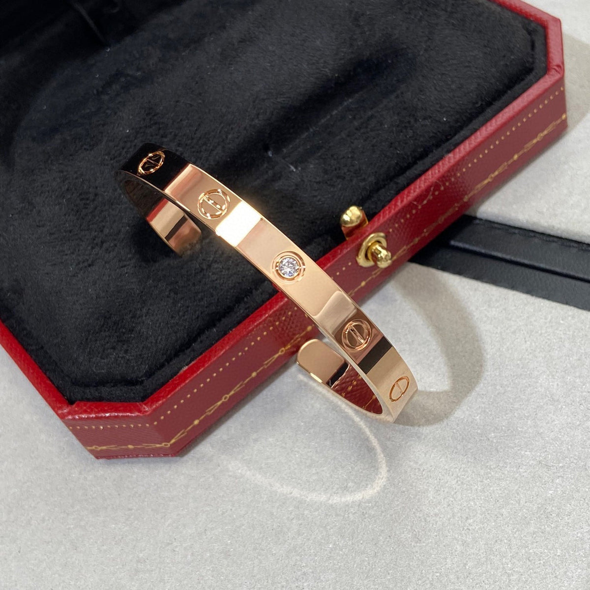 [OrnoraJewelry]LOVE BRACELET 6.1MM 1 DIAMOND OPEN CUFF