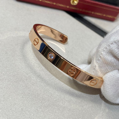 [OrnoraJewelry]LOVE BRACELET 6.1MM 1 DIAMOND OPEN CUFF