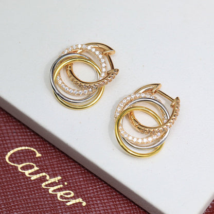 [OrnoraJewelry]TRINITY HALF DIAMOND  EARRINGS