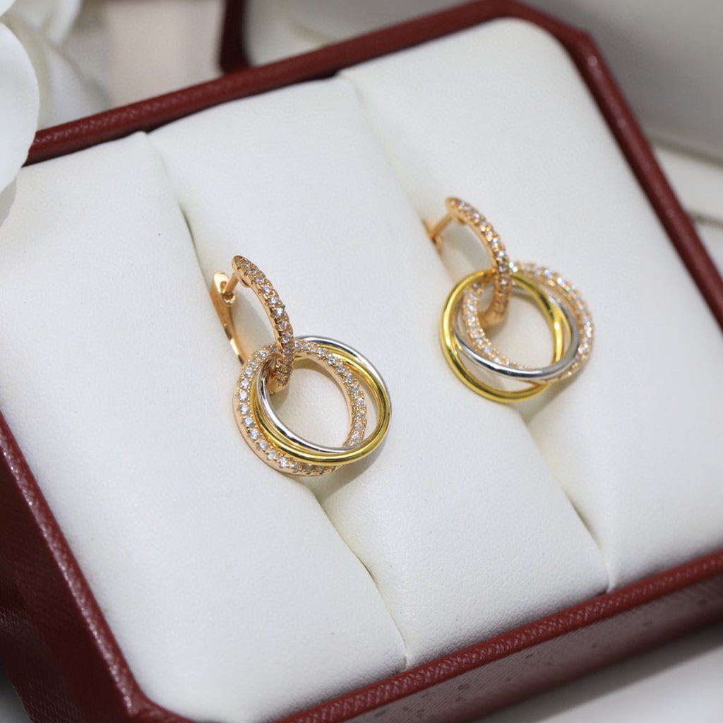 [OrnoraJewelry]TRINITY HALF DIAMOND  EARRINGS