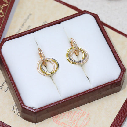 [OrnoraJewelry]TRINITY HALF DIAMOND  EARRINGS