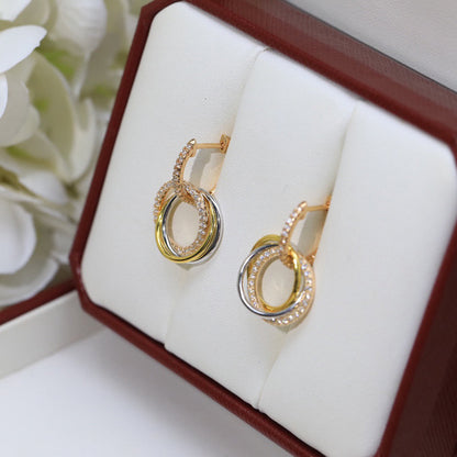 [OrnoraJewelry]TRINITY HALF DIAMOND  EARRINGS