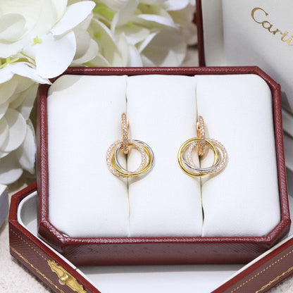 [OrnoraJewelry]TRINITY HALF DIAMOND  EARRINGS