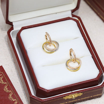 [OrnoraJewelry]TRINITY HALF DIAMOND  EARRINGS