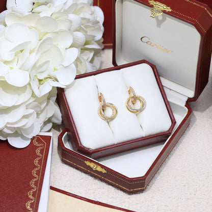 [OrnoraJewelry]TRINITY HALF DIAMOND  EARRINGS
