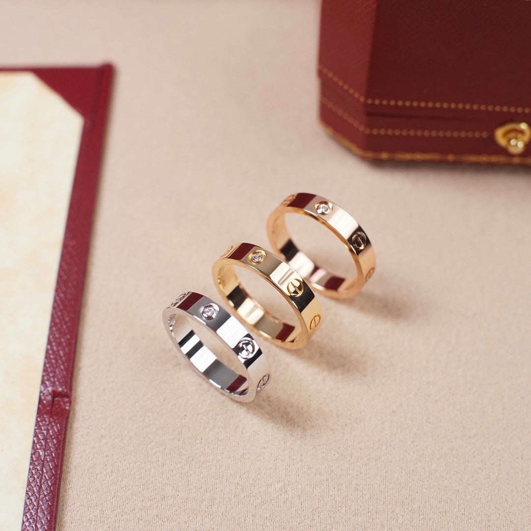 [OrnoraJewelry]LOVE 4MM 1 DIAMOND RING