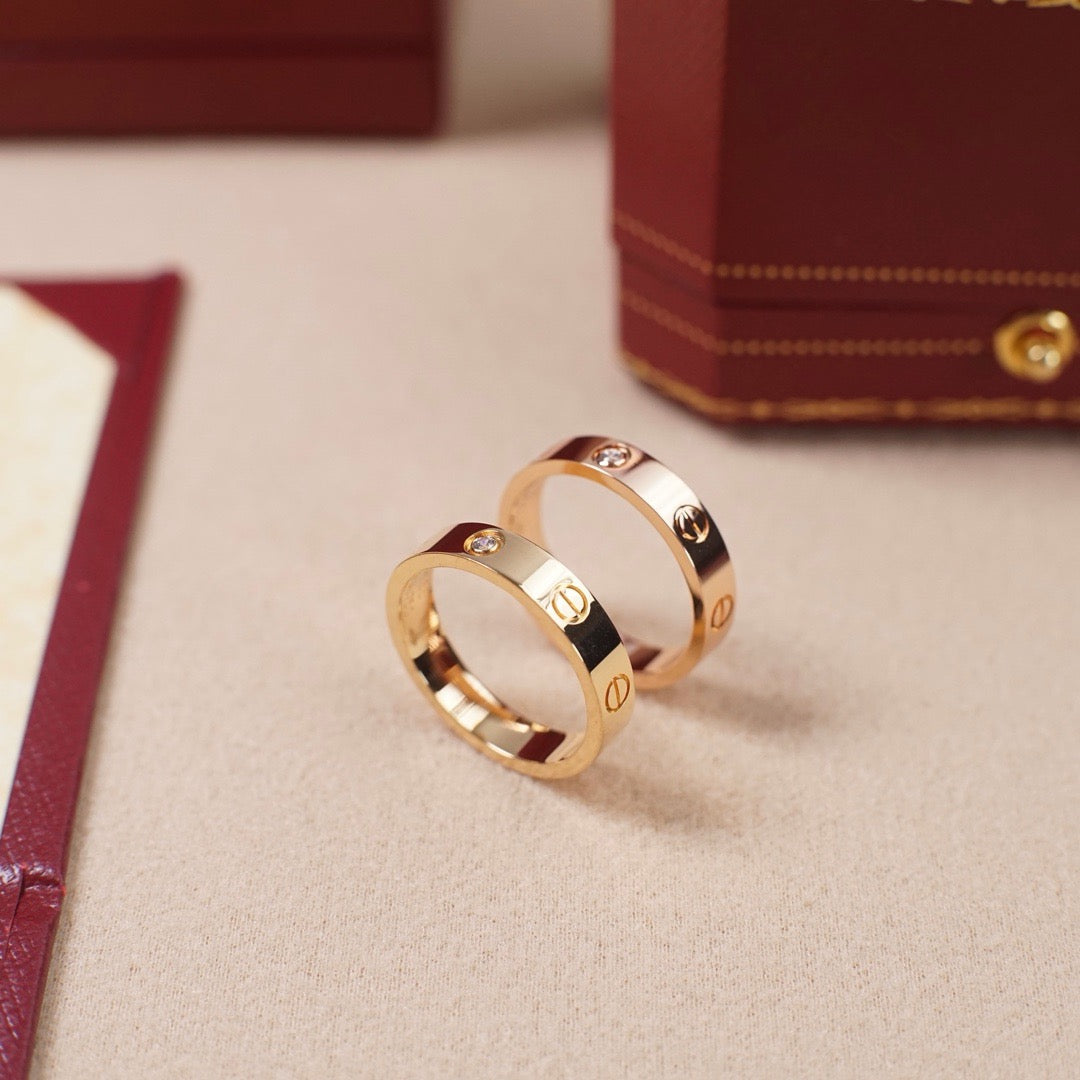 [OrnoraJewelry]LOVE 4MM 1 DIAMOND RING