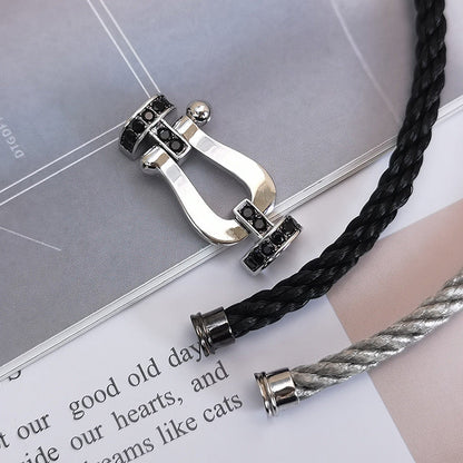 [OrnoraJewelry]FORCE LARGE HORSESHOE BLACK DIAMOND BRACELET SILVER